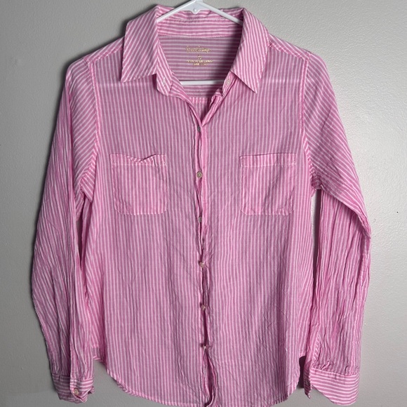 Lilly Pulitzer Pink and White Striped Shirt - Picture 1 of 3